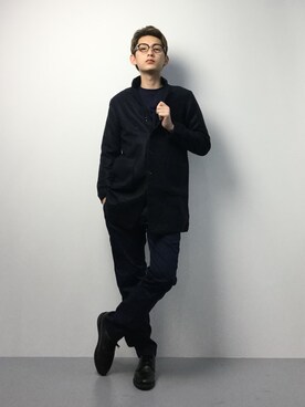 「ADPOSION（アドポーション）のアイテム（その他アウター）」を使った、原口 聖也さん（メンズ・180cm）の冬コーディネート
