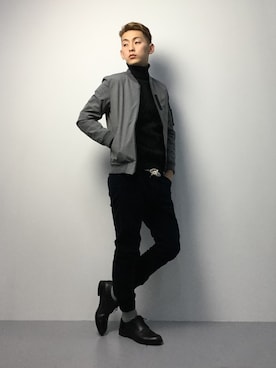 「JOURNAL STANDARD（ジャーナルスタンダード）のアイテム（MA-1）」を使った、原口 聖也さん（メンズ・180cm）の冬コーディネート