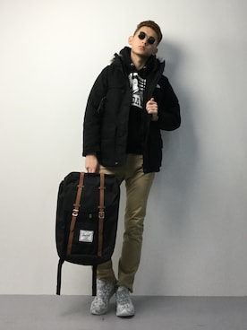 「SHIPS GENERAL SUPPLY（シップスジェネラルサプライ）のアイテム（ダウンジャケット/コート）」を使った、原口 聖也さん（メンズ・180cm）の冬コーディネート