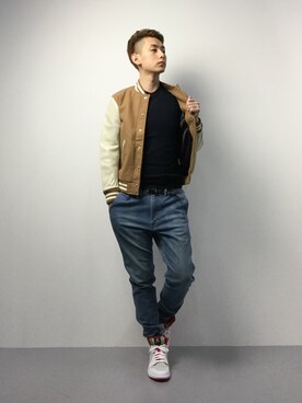 「45R（フォーティファイブアール）のアイテム」を使った、原口 聖也さん（メンズ・180cm）の冬コーディネート