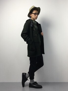 「SHIPS JET BLUE（シップスジェットブルー）のアイテム（ダッフルコート）」を使った、原口 聖也さん（メンズ・180cm）の冬コーディネート