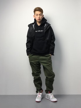 「UP START（アップスタート）のアイテム（ジャケット/アウター）」を使った、原口 聖也さん（メンズ・180cm）の冬コーディネート