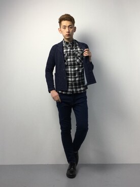 「knock through abstraction（ノックスルーアブストラクション）のアイテム」を使った、原口 聖也さん（メンズ・180cm）の冬コーディネート
