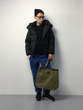 「Right-on（ライトオン）のアイテム（ダウンジャケット/コート）」を使った、原口 聖也さん（メンズ・180cm）の冬コーディネート