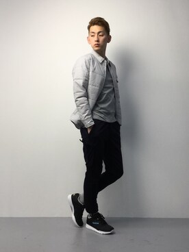 「Education from Youngmachines（エデュケーションフロムヤングマシーン）のアイテム」を使った、原口 聖也さん（メンズ・180cm）の冬コーディネート