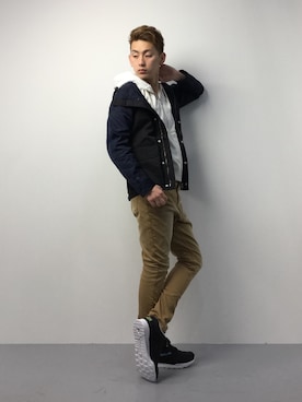 「rehacer（レアセル）のアイテム（マウンテンパーカー）」を使った、原口 聖也さん（メンズ・180cm）の冬コーディネート