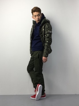 「PUMA（プーマ）のアイテム（ジャケット/アウター）」を使った、原口 聖也さん（メンズ・180cm）の冬コーディネート