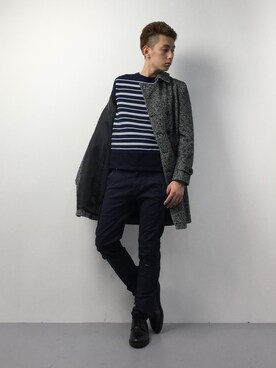 「MICHEL KLEIN HOMME   （ミッシェルクランオム）のアイテム（ジャケット/アウター）」を使った、原口 聖也さん（メンズ・180cm）の冬コーディネート