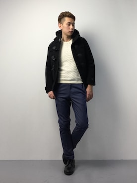 「knock through abstraction（ノックスルーアブストラクション）のアイテム」を使った、原口 聖也さん（メンズ・180cm）の冬コーディネート