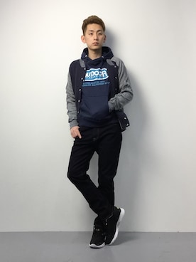 「bodco（ボッコ）のアイテム（ジャケット/アウター）」を使った、原口 聖也さん（メンズ・180cm）の冬コーディネート