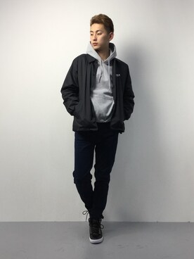 「VANS（バンズ）のアイテム（ジャケット/アウター）」を使った、原口 聖也さん（メンズ・180cm）の冬コーディネート