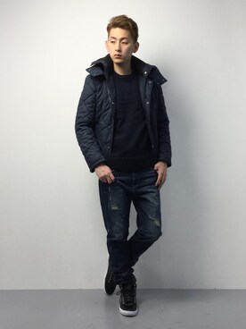 「MK MICHEL KLEIN HOMME （エムケーミッシェルクランオム）のアイテム（ブルゾン）」を使った、原口 聖也さん（メンズ・180cm）の冬コーディネート
