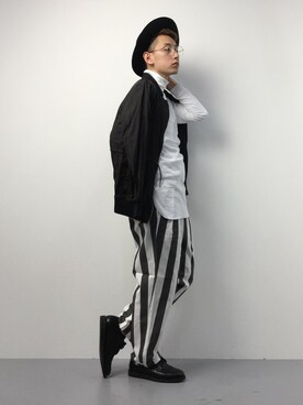 「lot holon（ロットホロン）のアイテム（ブルゾン）」を使った、原口 聖也さん（メンズ・180cm）の冬コーディネート