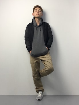 「G-STAR RAW（ジースターロゥ）のアイテム（ブルゾン）」を使った、原口 聖也さん（メンズ・180cm）の冬コーディネート