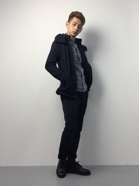 「MK MICHEL KLEIN HOMME （エムケーミッシェルクランオム）のアイテム（ブルゾン）」を使った、原口 聖也さん（メンズ・180cm）の冬コーディネート