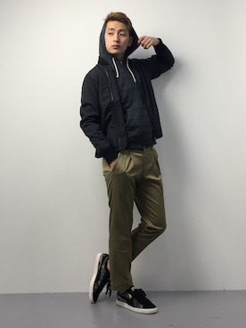 「UP START（アップスタート）のアイテム（ジャケット/アウター）」を使った、原口 聖也さん（メンズ・180cm）の冬コーディネート