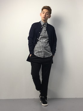 「MONKEY TIME（モンキータイム）のアイテム（ブルゾン）」を使った、原口 聖也さん（メンズ・180cm）の冬コーディネート