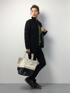 「WISM（ウィズム）のアイテム」を使った、原口 聖也さん（メンズ・180cm）の冬コーディネート