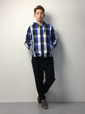 「XLARGE（エクストララージ）のアイテム（その他アウター）」を使った、原口 聖也さん（メンズ・180cm）の冬コーディネート