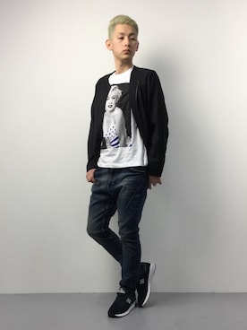 「Education from Youngmachines（エデュケーションフロムヤングマシーン）のアイテム」を使った、原口 聖也さん（メンズ・180cm）の冬コーディネート