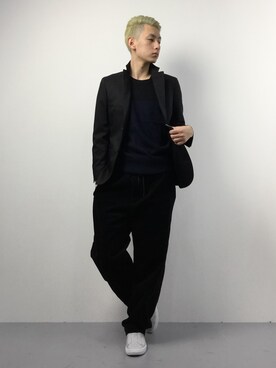 「MACKINTOSH PHILOSOPHY（ﾏｯｷﾝﾄｯｼｭ ﾌｨﾛｿﾌｨｰ）のアイテム」を使った、原口 聖也さん（メンズ・180cm）の冬コーディネート