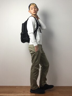 「UR SELECT（ユーアールセレクト）のアイテム（帽子）」を使った、原口 聖也さん（メンズ・180cm）の冬コーディネート