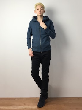 「HAMNETT（ハムネット）のアイテム」を使った、原口 聖也さん（メンズ・180cm）の冬コーディネート