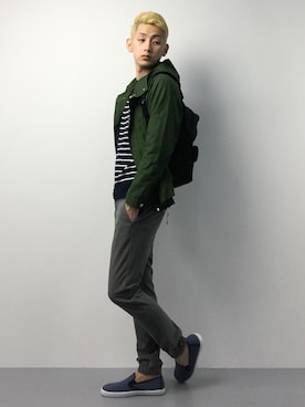 「SHIPS JET BLUE（シップスジェットブルー）のアイテム（マウンテンパーカー）」を使った、原口 聖也さん（メンズ・180cm）の冬コーディネート