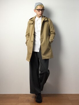 「JOURNAL STANDARD relume（ジャーナルスタンダード　レリューム）のアイテム（ニットキャップ/ビーニー）」を使った、原口 聖也さん（メンズ・180cm）の冬コーディネート