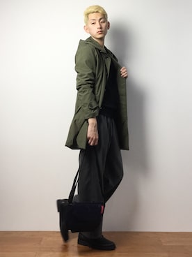 「URBAN RESEARCH（アーバンリサーチ）のアイテム（ミリタリージャケット）」を使った、原口 聖也さん（メンズ・180cm）の冬コーディネート