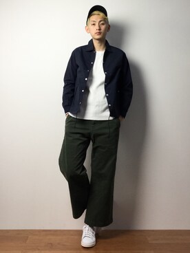 「CASPER JOHN AIVER（キャスパージョンアイバー）のアイテム（キャップ）」を使った、原口 聖也さん（メンズ・180cm）の冬コーディネート