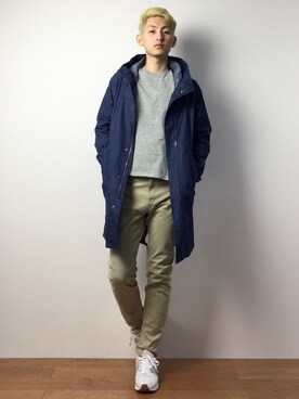 「CASPER JOHN AIVER（キャスパージョンアイバー）のアイテム（モッズコート）」を使った、原口 聖也さん（メンズ・180cm）の冬コーディネート