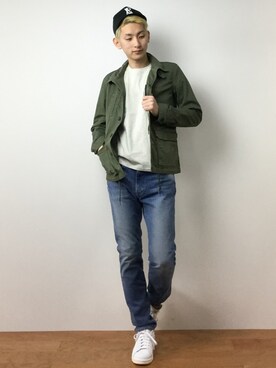 「LOUNGE LIZARD（ラウンジリザード）のアイテム（ブルゾン）」を使った、原口 聖也さん（メンズ・180cm）の冬コーディネート