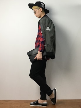 「417 EDIFICE（フォーワンセブンエディフィス）のアイテム（バッグ）」を使った、原口 聖也さん（メンズ・180cm）の冬コーディネート