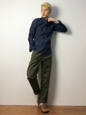 「Blue Standard （ブルースタンダード）のアイテム」を使った、原口 聖也さん（メンズ・180cm）の冬コーディネート