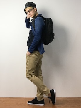 「MofM(manofmoods)（マンオブムーズ）のアイテム」を使った、原口 聖也さん（メンズ・180cm）の冬コーディネート