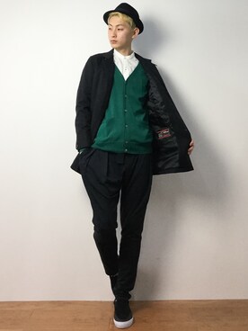 「CABANE de ZUCCa（カバンドズッカ）のアイテム」を使った、原口 聖也さん（メンズ・180cm）の冬コーディネート
