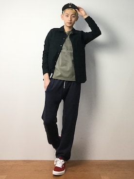「CABANE de ZUCCa（カバンドズッカ）のアイテム」を使った、原口 聖也さん（メンズ・180cm）の冬コーディネート