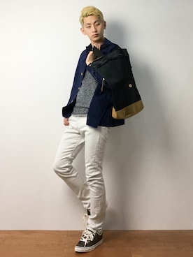 「Blue Standard （ブルースタンダード）のアイテム」を使った、原口 聖也さん（メンズ・180cm）の冬コーディネート