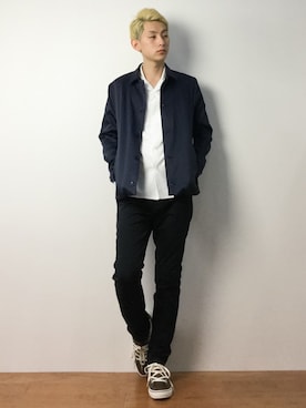 「STUDIOUS（ステュディオス）のアイテム（ブルゾン）」を使った、原口 聖也さん（メンズ・180cm）の冬コーディネート