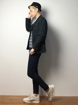「FRED PERRY（フレッドペリー）のアイテム（帽子）」を使った、原口 聖也さん（メンズ・180cm）の冬コーディネート