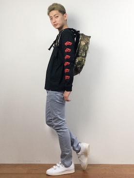 「SEVENDAYS=SUNDAY（セブンデイズサンデイ）のアイテム（シューズ）」を使った、原口 聖也さん（メンズ・180cm）の冬コーディネート