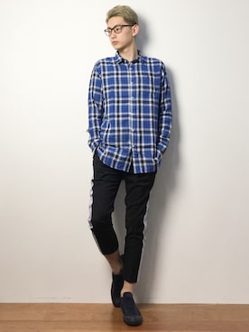「DOWBL（ダブル）のアイテム」を使った、原口 聖也さん（メンズ・180cm）の冬コーディネート