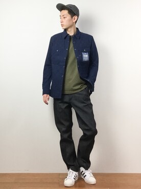 「G-STAR RAW（ジースターロゥ）のアイテム（カバーオール）」を使った、原口 聖也さん（メンズ・180cm）の春コーディネート