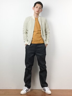 「HIGH STREET（ハイストリート）のアイテム（その他アウター）」を使った、原口 聖也さん（メンズ・180cm）の春コーディネート