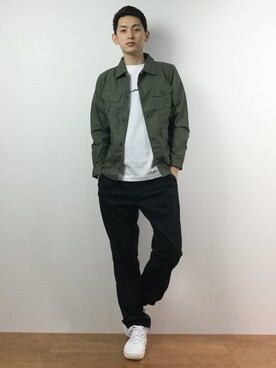 「Right-on（ライトオン）のアイテム（ブルゾン）」を使った、原口 聖也さん（メンズ・180cm）の春コーディネート