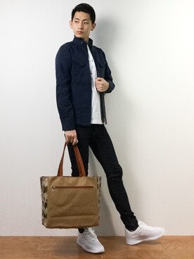 「MK MICHEL KLEIN HOMME （エムケーミッシェルクランオム）のアイテム（ブルゾン）」を使った、原口 聖也さん（メンズ・180cm）の春コーディネート