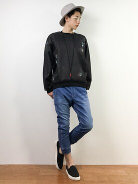 「A.P.C.（アーペーセー）のアイテム（スニーカー）」を使った、原口 聖也さん（メンズ・180cm）の春コーディネート