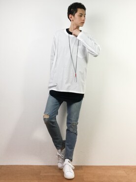「CABANE de ZUCCa（カバンドズッカ）のアイテム」を使った、原口 聖也さん（メンズ・180cm）の春コーディネート