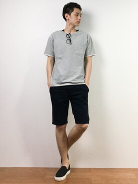 「A.P.C.（アーペーセー）のアイテム（スニーカー）」を使った、原口 聖也さん（メンズ・180cm）の春コーディネート